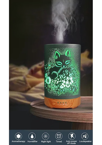 200 Ml Oda Hava Nemlendiricisi Rgb Işık Gece Lambalı Desenli Zaman Ayarlı Kumandalı Nemlendirici