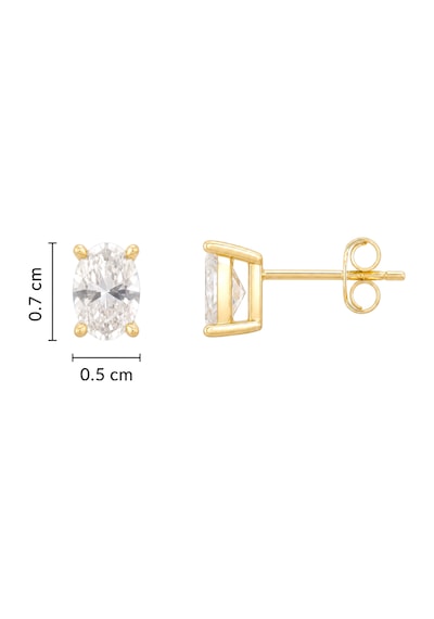 Oval Kesim Tektaş Altın Küpe Sarı 75403896