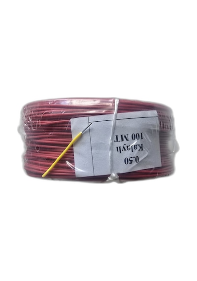 Tek Damarlı Kalaylı Tam Bakır Zil Teli Montaj Teli 0.50 Mm 100 Metre Kırmızı Zil Kablosu