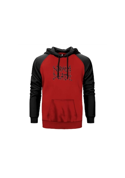 Napalm Death Logo Symboll Kırmızı Renk Reglan Kol Sweatshirt Kırmızı