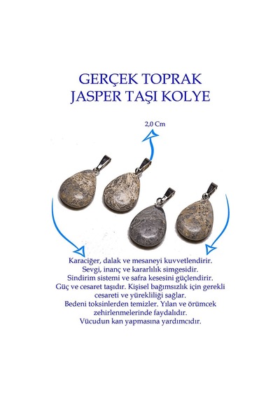 Erilsa Sertifikalı Damla Model Desenli Harita Jasper Taşı Kolye Gümüş A Çok Renkli