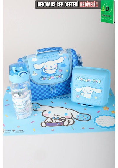 X Dekomus Lisanslı Cinnamoroll Blue Cloud Collection Termoslu Beslenme Çantası,beslenme Kabı,matara Ve Beslenme Örtüsü Seti Açık Gri