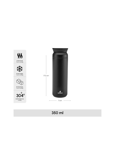 Rainbow Çelik Sızdırmaz Siyah Termos 350ml Genel