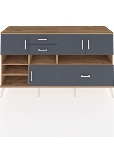 Hyperion Konsol 7 Raflı 3 Çekmeceli 4 Kapaklı 176x44x99 Çam-antra Çam-antrasit