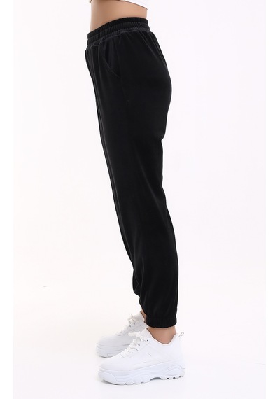 Winmoda34 Kadife Eşofman Jogger Siyah