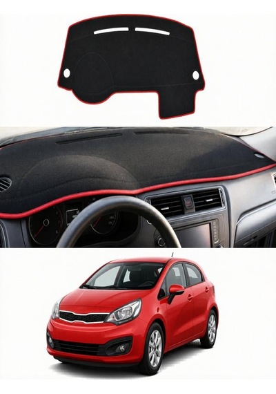Kia - Rio 2012-2018 Uyumlu Torpido Koruma Kılıfı - Kırmızı Şeritli