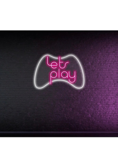 Lets Play Yazılı Ve Şekilli Neon Tabela Pembe