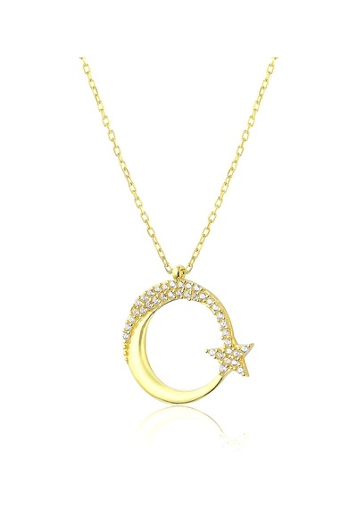 Zanaatsilver 925 Ayar Gümüş Zirkon Taşlı Ayyıldız Kolye