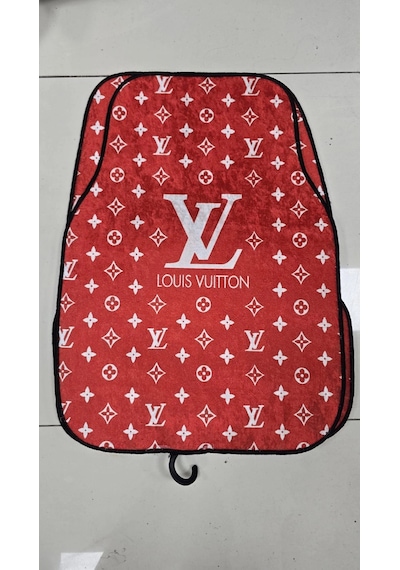 Lv Kırmızı Beyaz Desenli Desen Kaymaz Taban Dekoratif Oto Halı Paspas Üniversal Yıkanabilir Her Arac