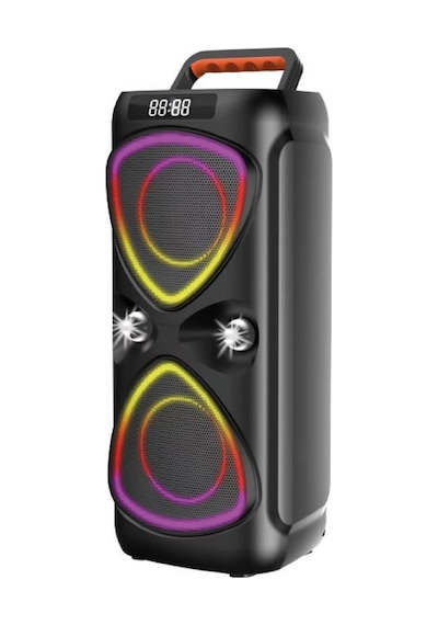 Torıma D78 Kablosuz Bluetooth Hoparlör Mikrofonlu Led Işıklı 8w+8w Parti Speaker Siyah
