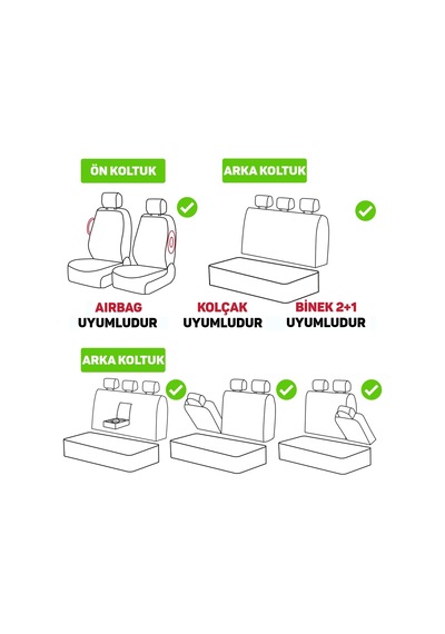 İz Serisi Her Araca Uyumlu Oto Koltuk Kılıfı Tam Set Keten Bej Genel