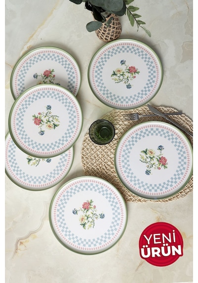 Keramika Rose Line Nordic Servis Tabağı 28 Cm 6 Adet 22911 Çok Renkli