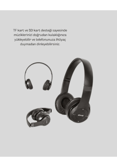 P47 Kablosuz Bluetooth Kulaklık, Mikrofonlu, Suya Dayanıklı, 10m Menzil