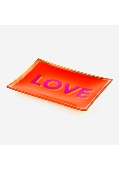 Turuncu Cam Love Dekoratif Tabak 10x0,8x14,2 Cm
