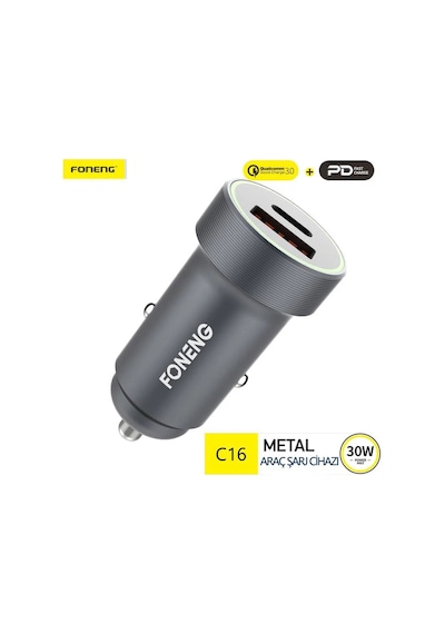 Foneng C16 30w Type-c + Usb Araç İçi Şarj Adaptörü -