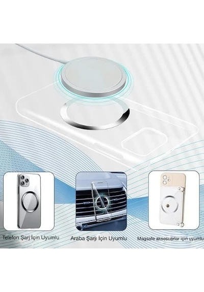 Power Metal Magsafe Halka Yüzük Ring İphone 8 Ve Üstü Model İle Uyumlu Gümüş 2'li Paket Lvrng2