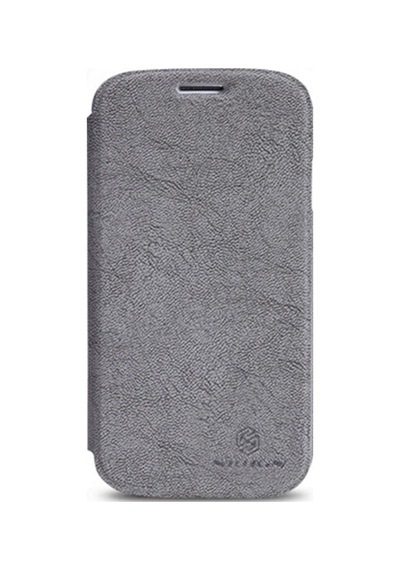 Nillkin İ9500 Galaxy S4 İle Uyumlu Nillkin Ağaç Dokulu Kapaklı Kılıf Gri