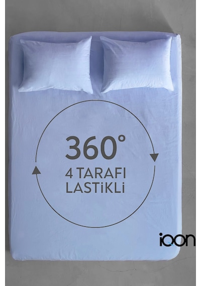 İqon Ranforce Dokuma Lastikli Çarşaf Takımı Tek Kişilik - 21 Renk Mavi