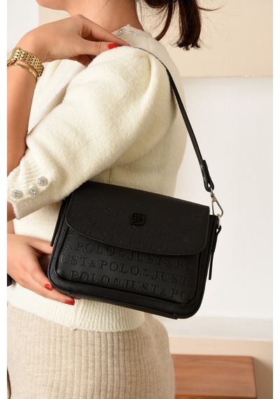 Just Polo Siyah 02 Yeni Sezon Kolon Askili 4 Bolmeli Kadin Omuz Cantasi 21x16cm 4062 Siyah Mat