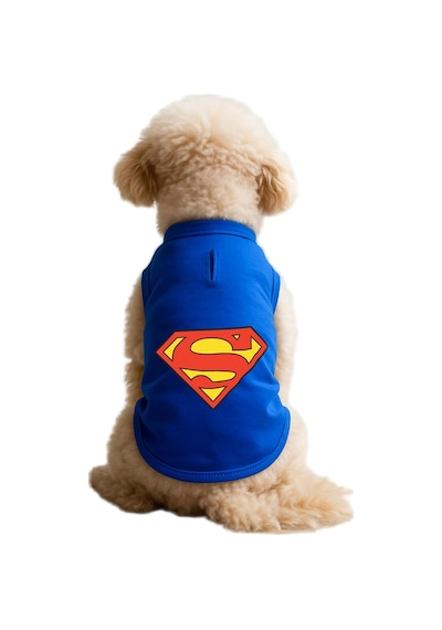 Kedi Ve Köpek Kıyafeti & Elbisesi Saks Mavi Superman Atlet Xl