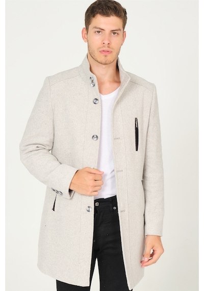 Plt8386 Dewberry Erkek Palto-Desenli Açık Gri-Desenli Açık Gri