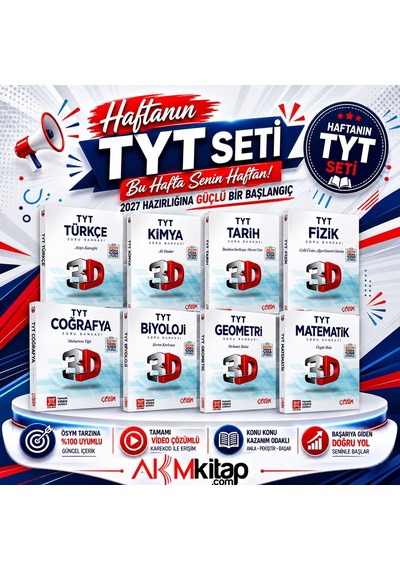 3d Yayınları Tyt Soru Bankası Seti 8 Kitap Set