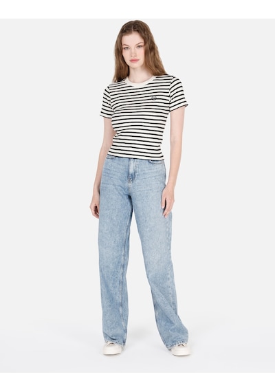 Colin's Colins 970 Berry Normal Kesim Yüksek Bel Geniş Paça Mavi Kadın Jean Pantolon Denim