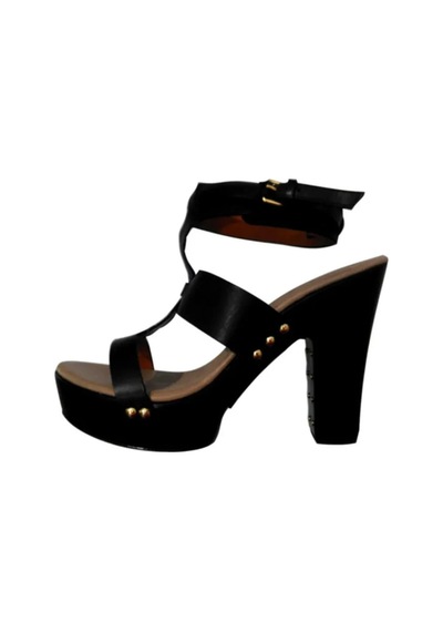 Givenchy 515822 Siyah Deri Topuklu Sandalet Kadın Ayakkabı Siyah
