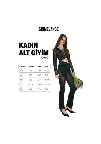Grımelange Faıyo Kadın Yumuşak Ve Ensek Kumaşlı Beli Kemerli Ve Gül Detaylı Siyah Pantolon Grımelange Faıyo Kadın Yumuşak Ve Ensek Kumaşlı Beli Kemerli Ve Gül Detaylı Siyah Pantolon