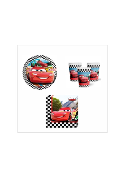 Cars, Arabalar , Şimşek Mcqueen 8 Adet Tabak, 8 Adet Bardak, 10 Peçete