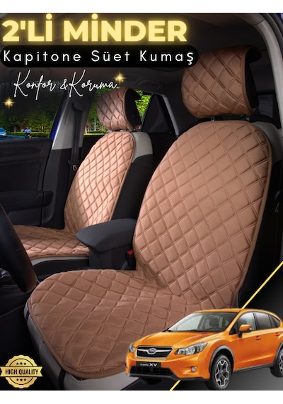 Subaru Xv Uyumlu 2'li Süet Oto Koltuk Minderi Terletmez Universal Su Geçirmez A1 Kahverengi