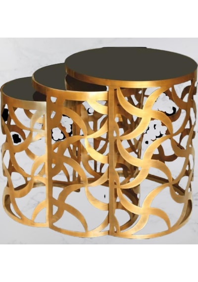 Zigon Zlf Sehpa Cnc Rüzgar Gülü Model Metal Gold Renk Siyah Düz C