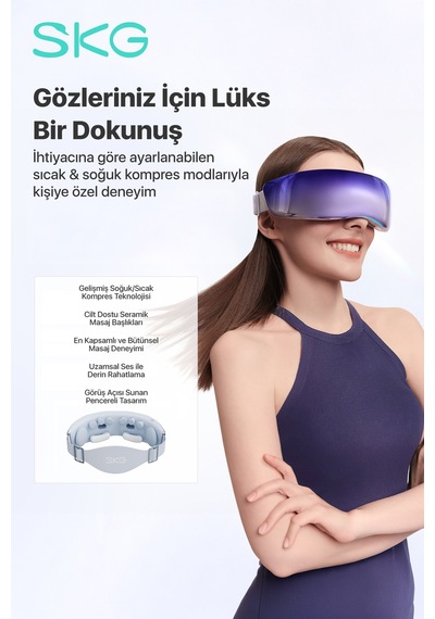 Ks700-e Akıllı Göz Masaj Aleti / Robotu Soğuk Kompress Mobil App, Isı Terapisi & Termoterapi Mor-lacivert