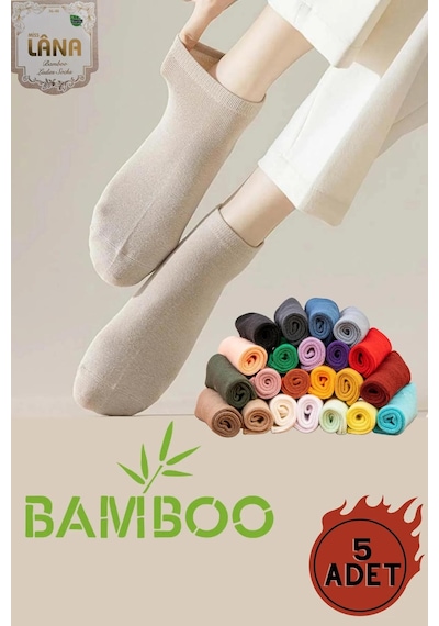 Kral Socks Kadın Bambu Patik Çorap 5 Çift Dikişsiz Parfümlü Kısa Çorap Asorti