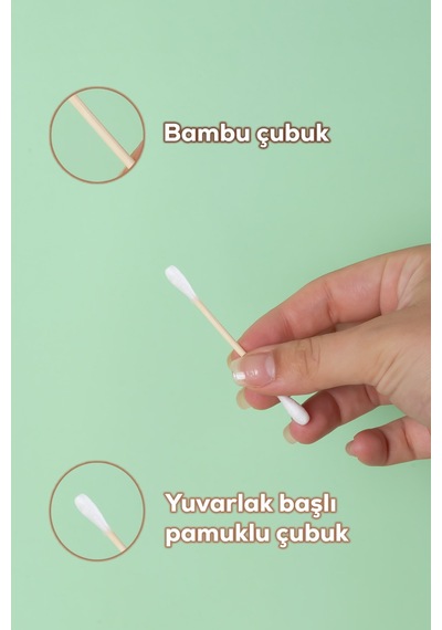Porsima 3134 Doğal Ahşap Bambu Saplı Standlı Kulak Temizleme Çubuğu Seti- 190 Adet Renkli