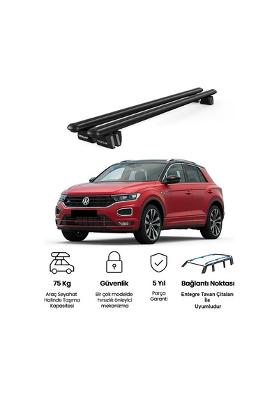 Pençe Volkswagen T-roc 2017 Ve Sonrası Uyumlu Siyah Ara Atkı Port Bagaj Tavan Barı