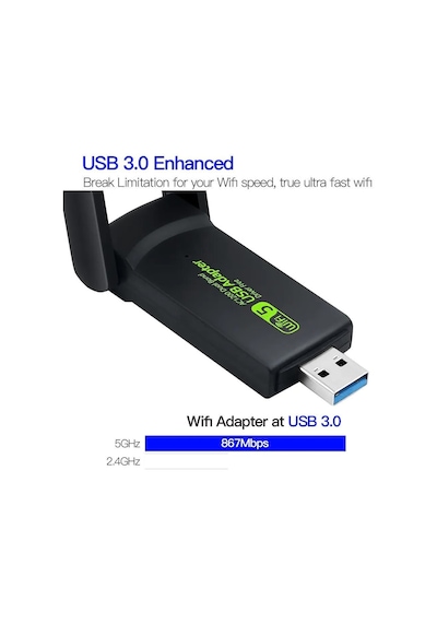 Ac 1200 Mbps Dual Band Usb 3.0 Adaptör Kablosuz Wi-fi Alıcı