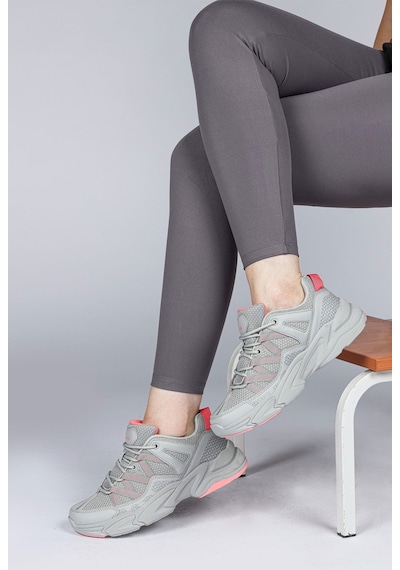 28701 Gri - Somon Pembe Kadın Sneaker Günlük Spor Ayakkabı