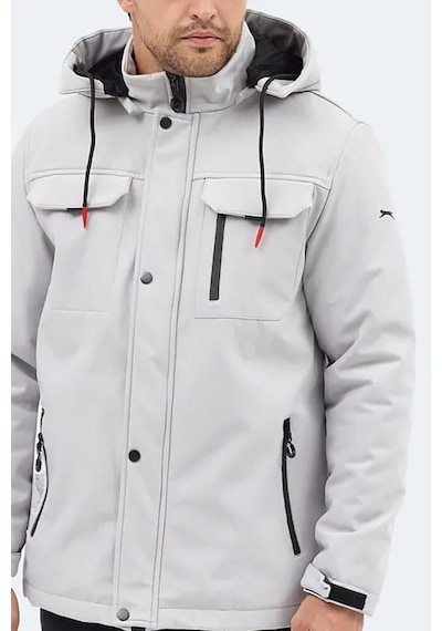 Slazenger Gleam Erkek Kapüşonlu Taş Gri Mont & Kaban Çok Renkli