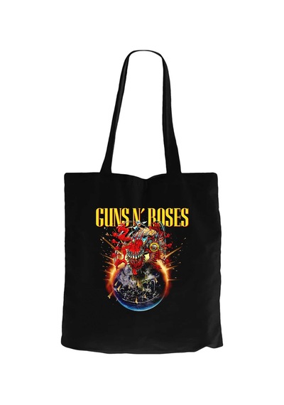 Guns N Roses 2025 Tour Siyah Fermuarlı Bez Çanta Gabardin