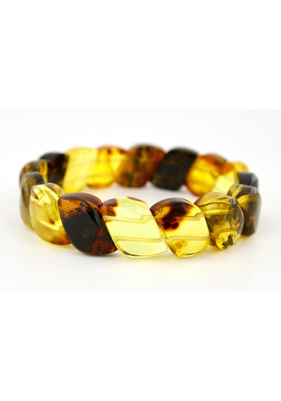Kehribar Bileklik Fosilli Roleks Özel Tasarım Ambergold Blk23-48 Çok Renkli