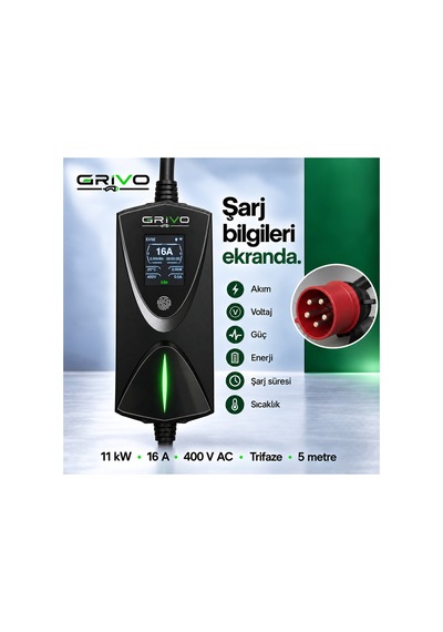 11 Kw 16a Taşınabilir Elektrikli Araç Şarj Cihazı Type 2 5 Metre Kablo Ip67 2 Yıl  - 938842693