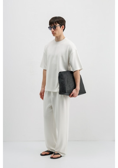 Modal Karışımlı Oversize Tişört Ekru