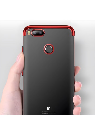Xiaomi Mi 5x Kılıf Dört Köşeli Lazer Silikon Kılıf Kırmızı