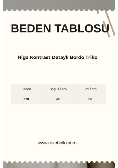 Rovebella Riga Kontrast Detaylı Bordo Triko