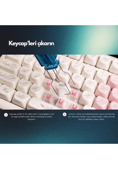 Klasse Keycap Ve Switch Puller, 2'si 1 Arada Klavye Tuş Ve Switch Sökme Aparatı Light