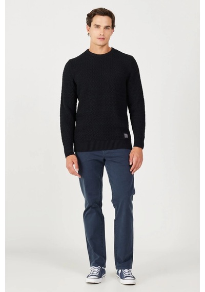 Wrangler Bisiklet Yaka Regular Fit Siyah Erkek Kazak W232580001 Siyah