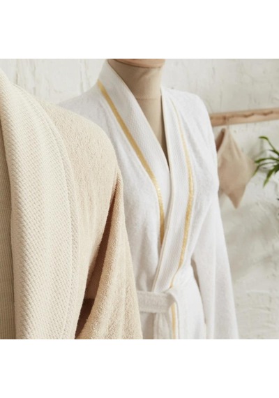 Karacahome Glory Lurex Gold Bej 9 Parça Aile Banyo Seti Bej