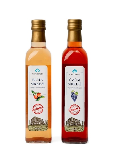 Anadolia Doğal Fermantasyon Elma Sirkesi + Üzüm Sirkesi 2 x 500 ML