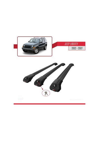 Jeep Liberty 2002-2007 Arası İle Uyumlu Ace-1 Ara Atkı Tavan Barı Siyah 3 Adet Bar